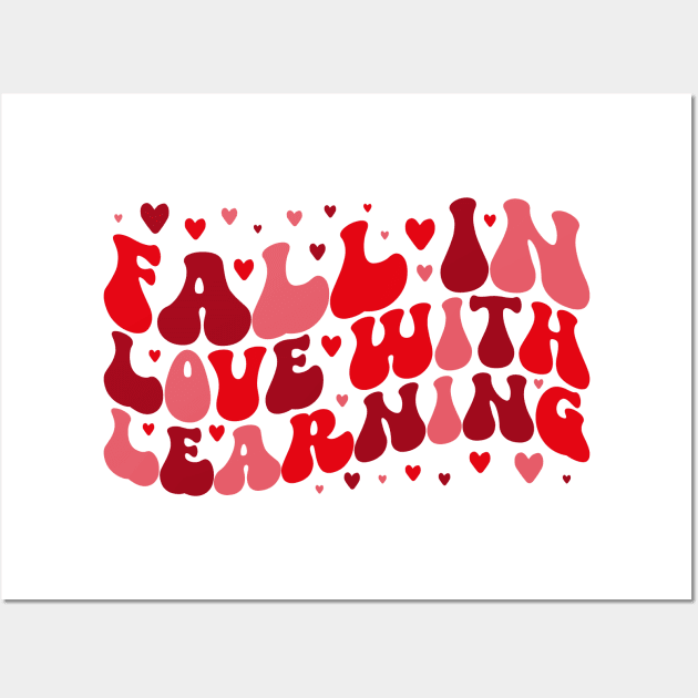 Fall in Love With Teaching, Retro Teacher Valentines Day Gift Wall Art by mcoshop